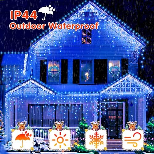 131FT Christmas Lights Outdoor 1440 LED Christmas Decorations Waterproof Plug in with 8 Modes & Timer Christmas Lights for Roof Party Garden Holiday Decor (Blue) - Image 4