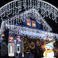 Icicle Lights for Outside 60+16Ft 600 LED Christmas Lights Outdoor Waterproof Connectable Timer Memory Dimmable Plug in Twinkle Curtain Light for Xmas Halloween Indoor Patio Balcony Decorations by QLIRJAD