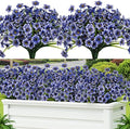 Lnoicy 12 Pcs Artificial Flowers for Outdoor,Plastic Flowers Decoration, UV Resistant Faux Flowers Shrubs, Artificial Plants for Indoor Outside Garden Home Wedding Farmhouse(Blue) by Lnoicy