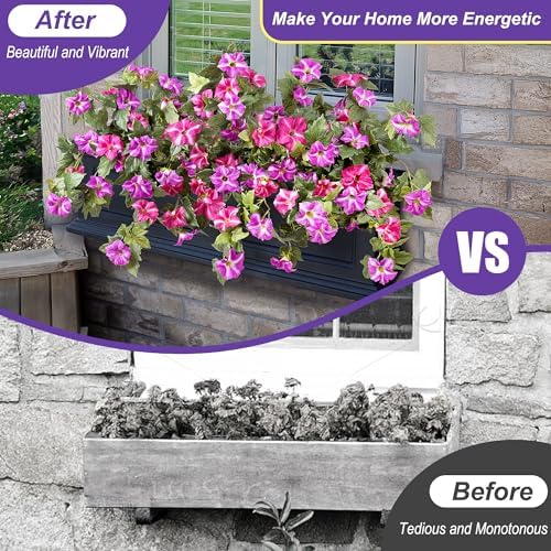 Ammyoo 4 Pcs Artificial Fake Petunia Flowers for Outdoor Decoration - Image 3