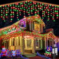 33ft Icicle Lights for Outside, Red and Green Christmas Lights Outdoor Indoor, 400 LED Twinkle String Lights with 75 Drops, Clear Wire Short Curtain Lights for Thanksgiving Room Home Wall Bedroom by Nielfoi