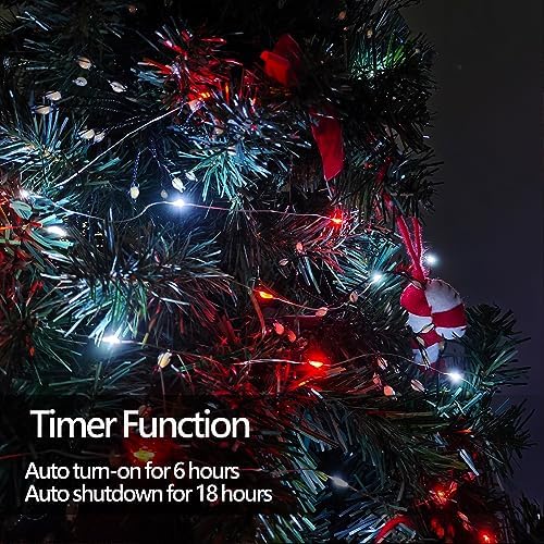 4 Pack Fairy Lights Battery Operated with Timer 16FT 50 LED Red and White - Image 3