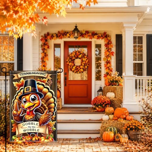 BlissYard Thanksgiving Fall Pilgrim Couple Garden Flag 12x18 Inch Banner - Image 6