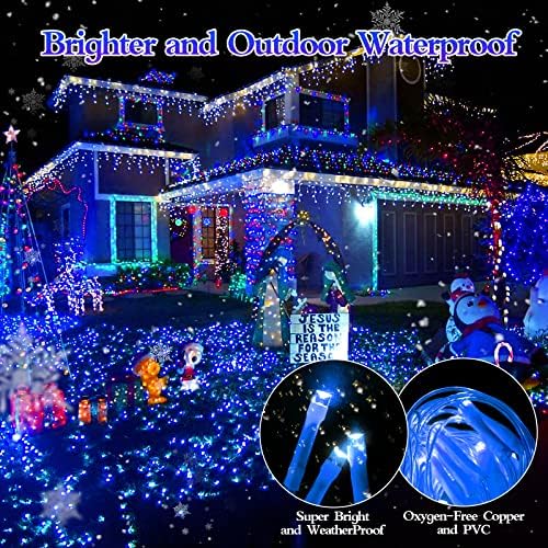 FLVOECN 98FT 960 LED Christmas Lights, Waterproof 8 Modes Ice Lights for Outside with Memory and Timer Hanging Fairy Lights Plug-in Curtain String Lights for Holiday Party Wedding Home (Blue) - Image 4
