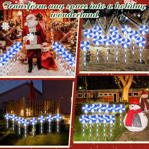 Ganeen 25.6" Lollipop Christmas Pathway Lights Outdoor,Blue - Image 6
