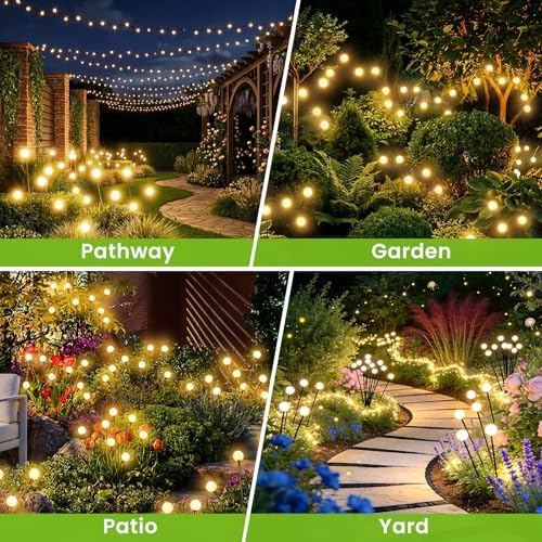 Solar Lights Outdoor(10 Pack,80 LEDs),Solar Lights Outdoor Waterproof for Garden Decor,4 Modes Firefly Light for Outdoor Decor,Big Bulb High Lumens Patio Decor,Sway by Wind,Gardening Gifts for Women - Image 6