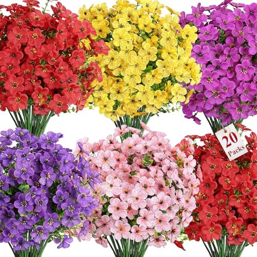 Alupssuc 20 Bundles Artificial Flowers for Outdoor Indoor Decoration by Alupssuc