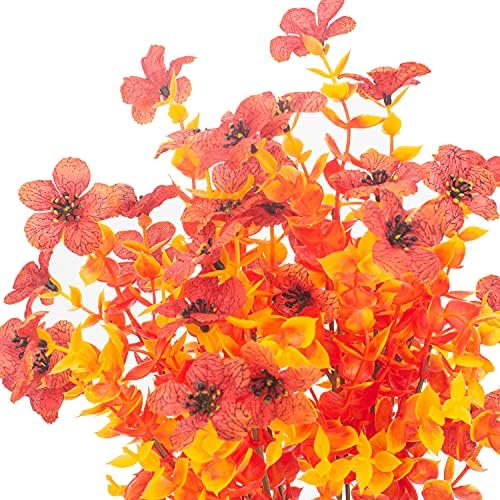 Grunyia 10 Bundles Artificial Fall Flowers Outdoor UV Resistant Fake Flowers No Fade Faux Plants Garden Porch Window Box Decorating - Image 2