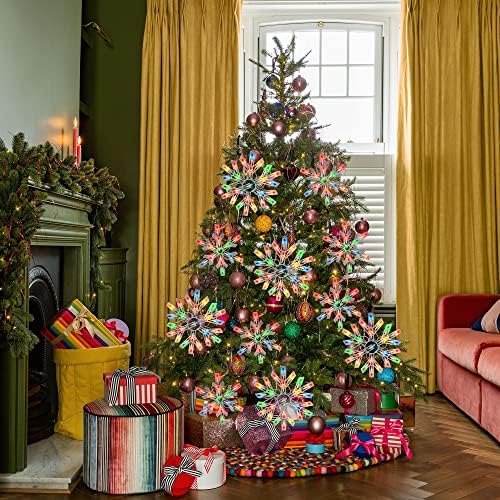 Dazzle Bright Christmas Snowflake Lights Outdoor,100 Count 8.5FT Connectable Waterproof Christmas Icicle Lights with 6 Drops Plug in for Indoor Xmas Yard Home Decorations (Multi-Colored) - Image 5