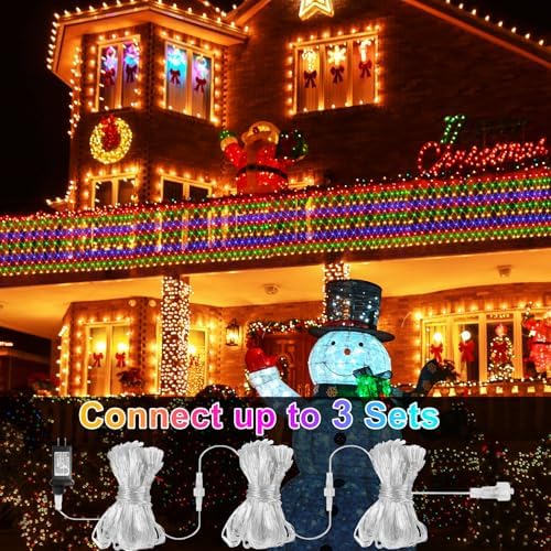 Dual Color Changing Net Lights 20x6.6ft Christmas Lights with Remote Timer - Image 4