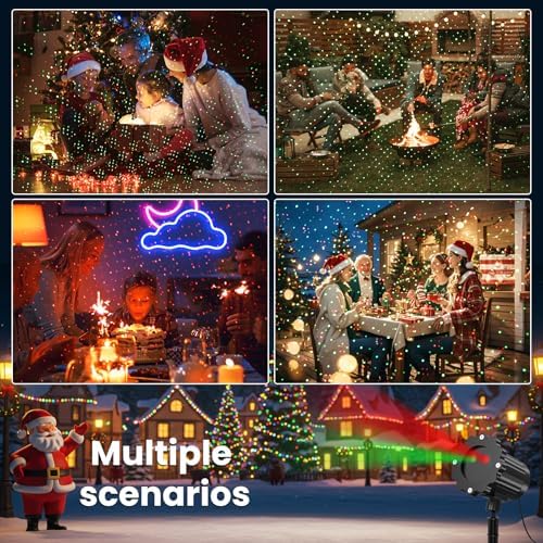 Christmas Projector Lights Outdoor, Waterproof Christmas Laser Lights Outdoor with Remote, Landscape Spotlight Red and Green Star Show, Laser Projection for Garden House Decor Holiday Xmas Decoration - Image 7