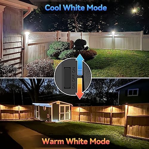 Bridika Solar Fence Lights Warm White & White, Solar Outdoor Wall Lights, Fence Solar Lights Outdoor Waterproof for Step, Backyard, Fence, Wall, Patio, Deck Railing, Stair (12 Pack) - Image 2
