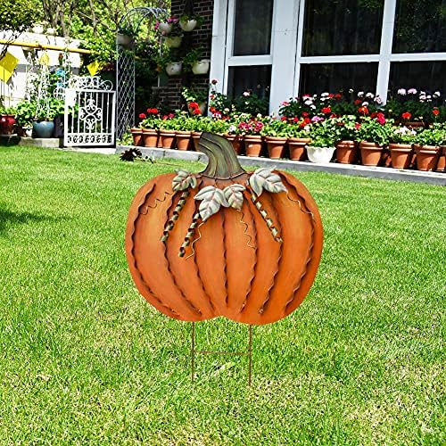 Pumpkin Garden Stake Metal Pumpkin Yard Sign Fall Decor Decorative Pumpkin - Image 2