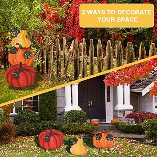 hogardeck Outdoor Fall Decorations for Home, 34" Decorative Garden Stakes with 3 Stacked Pumpkins for Fall Decor, Metal Yard Signs for Garden Home Lawn Patio Thanksgiving Decorations - Image 2