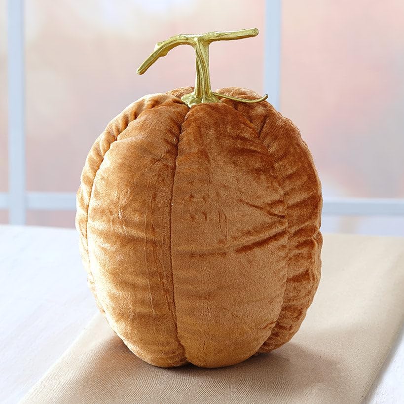 The Lakeside Collection Cream and Gold Harvest Decor - Bronze 9.5" Plush Pumplins - Image 2