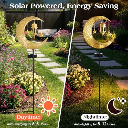 Lewondr 2Pcs Ramadan Solar Lights, Ramadan Decorations Outdoor - Image 2