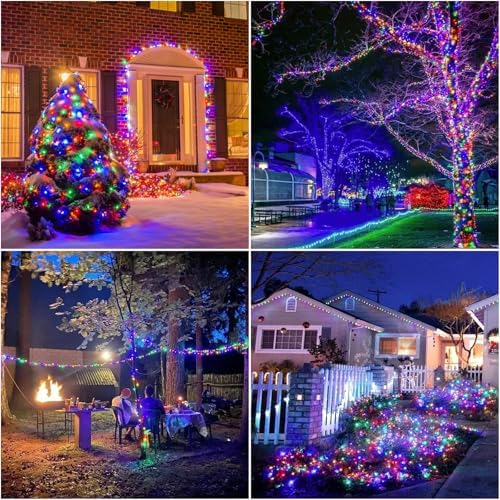 99ft Christmas Decorative Mini Lights, 300 LED Transparent Wire Fairy Starry String Light Plug in, 16Lighting Modes for Indoor Outdoor Xmas Tree Wedding Party Decoration (White and Multicolor) - Image 5