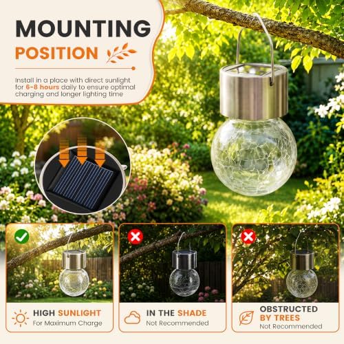 GIGALUMI Solar Christmas Decorations Outdoor Hanging Light for Outside 8Pc - Image 6