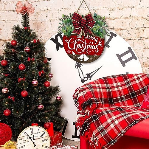 Boao Christmas Door Decorations Wooden Merry Christmas Front Door Sign - Image 3