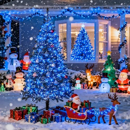 JMEXSUSS Connectable 100 LED Blue Christmas Lights Clear Wire - Image 6