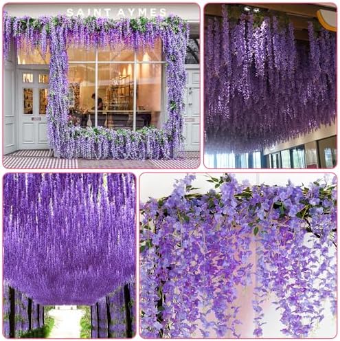 Alotiki Purple Wisteria Hanging Flowers, 108 Pack Fake Hanging Flowers - Image 4