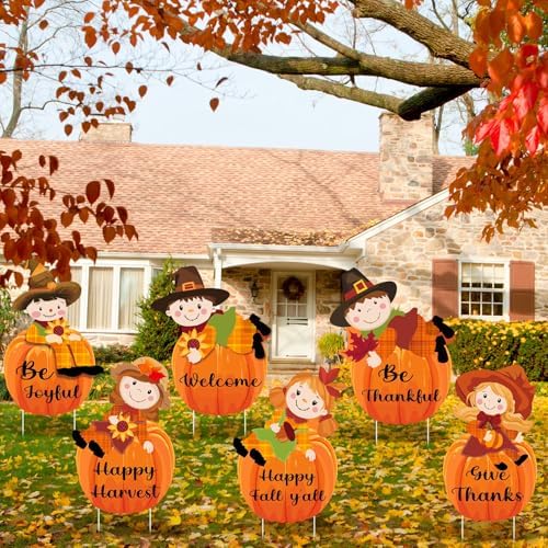 6 Pcs Fall Scarecrow Yard Stakes Thanksgiving Outdoor Decor - Image 3