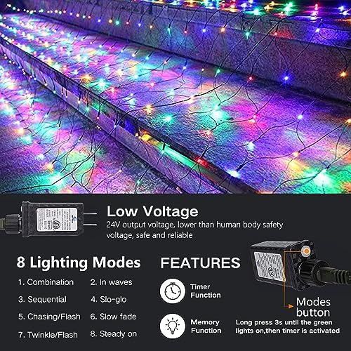 iBaycon 2Pack 4FT x 6FT Christmas Net Lights Outdoor Mesh Light, Multicolor - Image 2