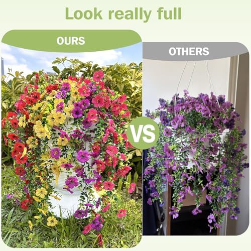 Artificial Hanging Flowers for Outdoors Summer Decor, 6 Bundles UV Resistant Realistic Faux Silk Flowers, Fake Plants for Planter Indoor Outside Garden Porch Patio Balcony Yard Farmhouse - Image 5
