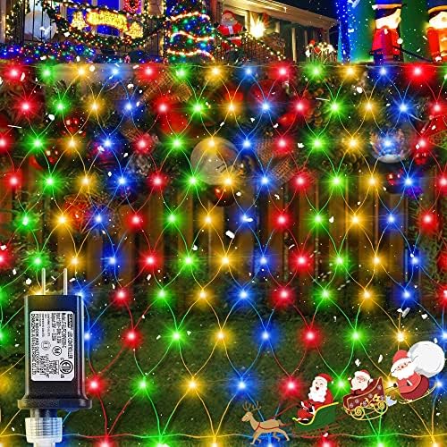 Multicolor Outdoor Christmas Net Lights, 192 LED 9.8FT x 6.6FT by Unknown