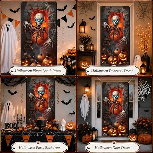 35.4" x 70.8" Halloween Door Cover, Haunted House Front Door Decor - Image 5
