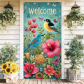 Front Door Covers Decorative, Spring Flower Design Door Curtain 70.8 x 35.4 Inch for Porch Outdoor Indoor Home Decor (Colorful-235) by AOHMPT