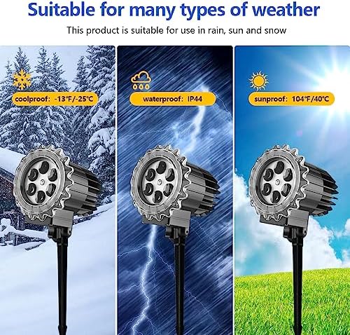 Snowfall Christmas Light Projector, Indoor Outdoor Holiday Night Light Projector, Rotating Snow Falling Projector Lamp for Halloween Xmas New Year Gift Wedding Garden Landscape Decorative - Image 4