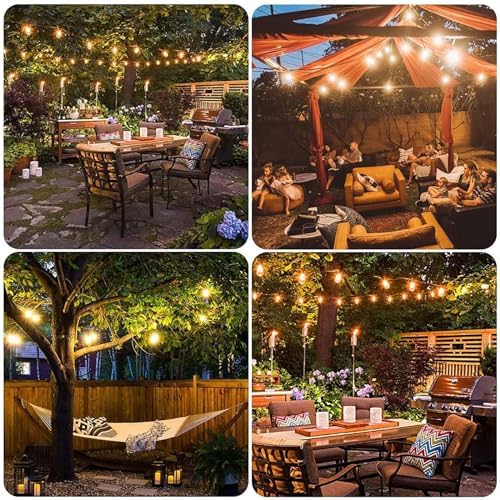 Banord Outdoor String Lights Commercial Grade 96ft Waterproof with 30 S14 Shatterproof Dimmable LED Bulbs, Heavy Duty Hanging Lights for Patio Garden Backyard Decoration, 2W 2x48ft Strands - Image 6