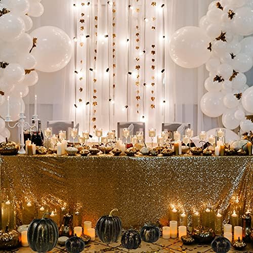 Winlyn 7 Pcs Assorted Artificial Gold Brush Black Pumpkins Rustic Decorative Halloween Faux Foam Pumpkins for Fall Halloween Thanksgiving Tabletop Centerpiece Mantel Kitchen Decor - Image 6