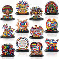 Wesiti 12 Pcs Hispanic Heritage Month Wooden Table Decorations, Latino Heritage Country Flag Table Centerpiece, Multinational Flags Tabletop Sign for Fiesta Tiered Tray Home Office Party Decor by Unteilti