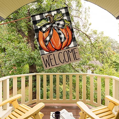 AVOIN colorlife Fall Thanksgiving Pumpkin Welcome House Flag 28x40 Inch - Image 4
