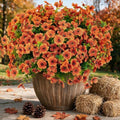 Artificial Outdoor Flowers UV Resistant Fake Plants Greenery 12 Bundles Faux Silk Daisy with Eucalyptus Leaves Summer Fall Outdoor Decor for Porch Patio Yard Garden Farmhouse, Orange by Unknown