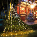 (New Christmas Decoration Lights, 320 LED Waterfall Christmas Tree Lights with 12" Star Topper, 8 Modes Indoor Outdoor String Lights for Yard, Party, Home, Holiday (Warm White) by FUNIAO
