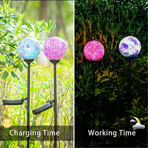 VCUTEKA Decorative Solar Garden Lights, 3.5" Mosaic Globe Stake 2 Pack - Image 2