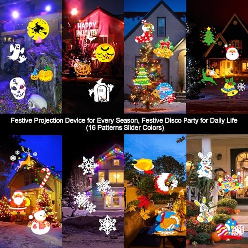 HAKUTA Christmas Projector Lights,HD Wave Ocean Effect LED Projector with 16pc Slides Patterns and Remote Control for Christmas, New Year, Birthday, Halloween, Thanksgiving Decor - Image 2
