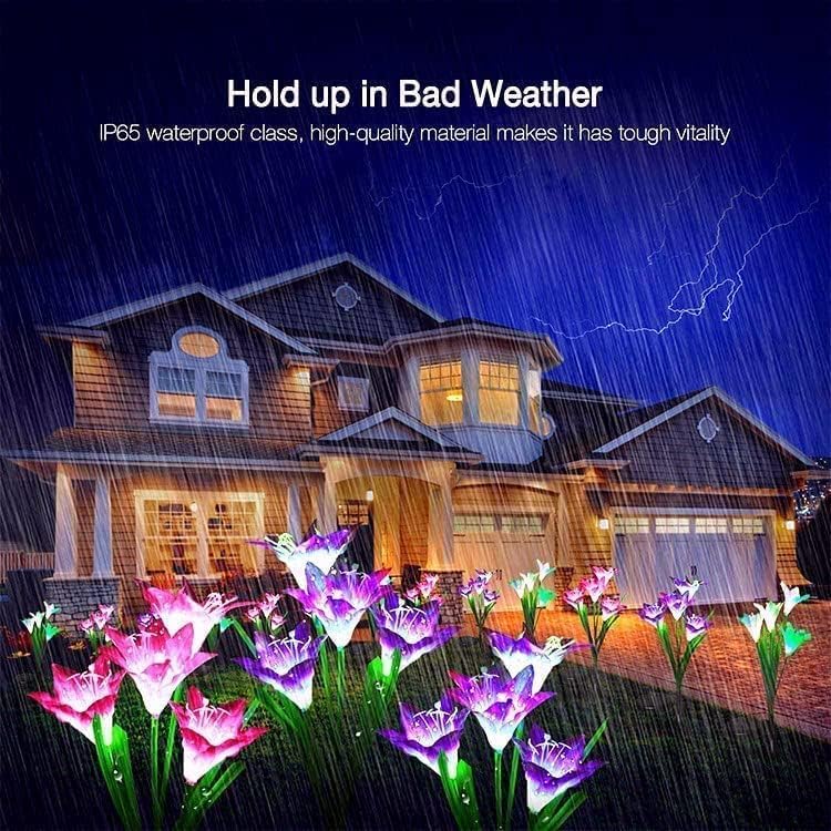 SOLARBABY Solar Lights Outdoor - Lily Flower Solar Garden Lights, 4 Pack Lights Outdoor Waterproof Multicolor Changing LED Flower with Bigger Lily for Patio Yard Pathway Balcony Outdoor Décor - Image 4