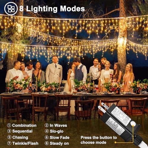 33ft 400 LED Icicle Lights for Outside Warm White Christmas Lights Outdoor - Image 2