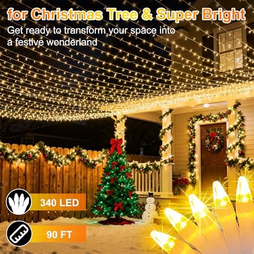 340 LED 90FT Christmas String Lights Outdoor, 12 Pro Modes with Timer - Image 2