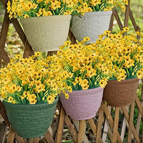 Lnoicy 12 Pcs Artificial Flowers for Outdoor,Plastic Flowers Decoration, UV Resistant Faux Flowers Shrubs, Artificial Plants for Indoor Outside Garden Home Wedding Farmhouse(Yellow) - Image 6