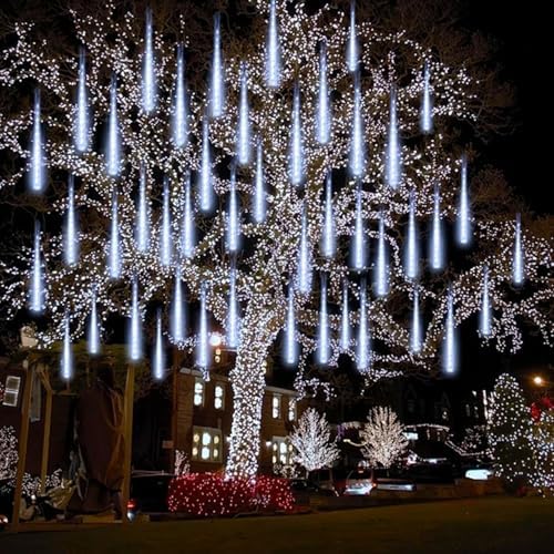 2-Pack 16 Tubes 12 Inch Meteor Shower Lights Outdoor Solar Powered LED String Light, IP65 Waterproof, Halloween Christmas Tree Garden Patio Wedding Party Holiday Decorations - Image 7