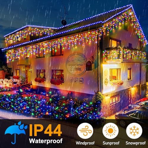164FT Ice Lights Outdoor, 1600 LED Drops with Timer & Memory, IP44 Waterproof - Multicolor for Christmas Yard Decor - Image 3