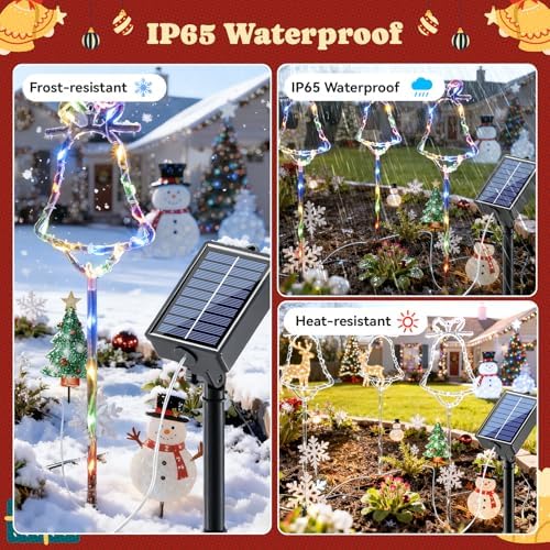 6 Packs Christmas Bell Solar Garden Lights with 8 Light Modes, 21.65 Inches Tall Christmas Outdoor Light with 20 LEDs Each, Solar Outdoor Xmas Decor for Garden, Path, Patio (Multiple-Colored) - Image 6