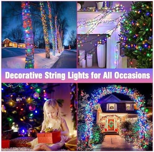 Nisocy 400FT Multicolor Christmas String Lights with Remote, Green Wire LED Mini Lights, 8 Modes, Timer, Plug-in Indoor Outdoor Lights for Large Trees, Fences, Yard, Parties and Holiday Decor - Image 3