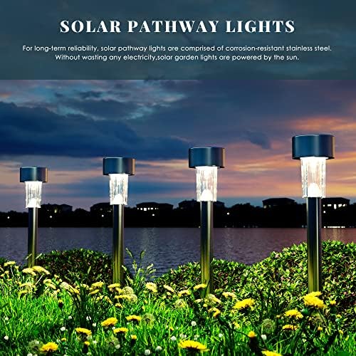 SOLPEX 24 Pack Solar Lights Outdoor, Stainless Steel Solar Pathway Lights - Image 3