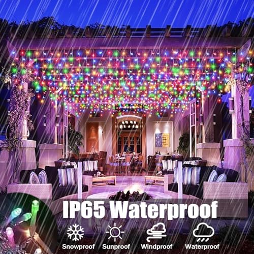 Neoclassy Upgraded Solar Christmas Lights,304LED Outdoor Christmas Decorations 8 Modes Waterproof Solar Halloween Thanksgiving Lights for Patio Yard Wedding Party House Xmas Tree Roof Decorations - Image 4